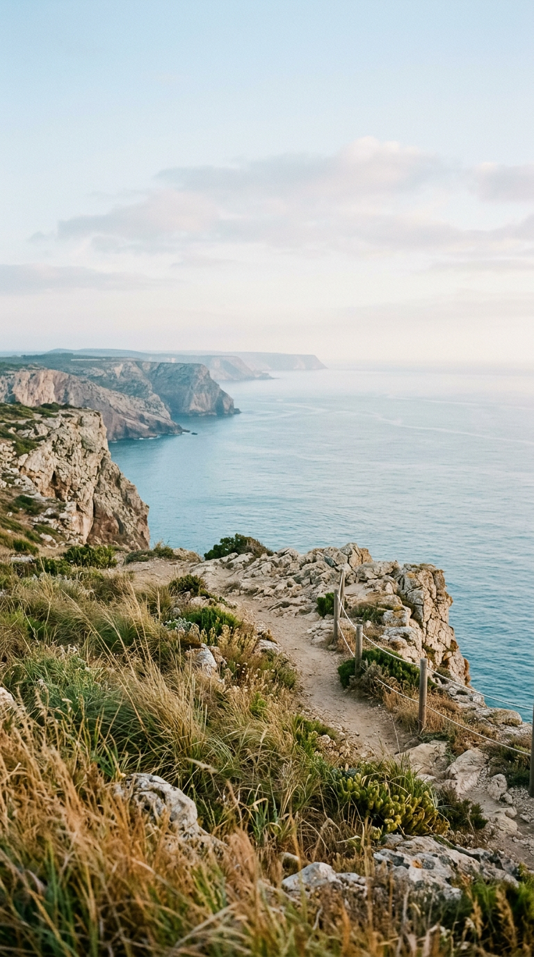 Golden-hour light over the Atlantic along the Algarve coast